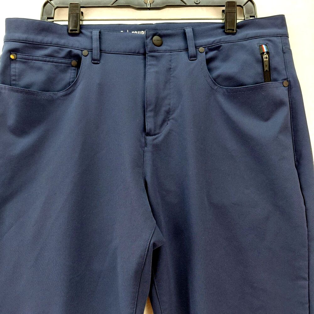 FourLaps Pants Mens 34X32 Blue Traverse Athletic Fit 4-Way Stretch Golf Chinos - Picture 5 of 12